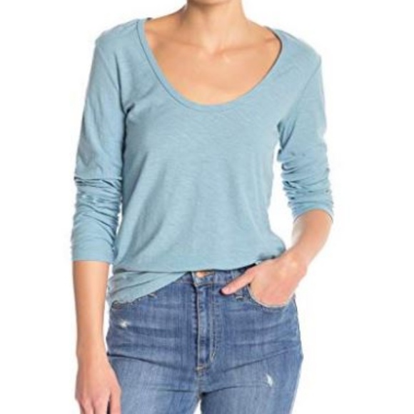 James Perse Long Sleeve Vneck Tee 